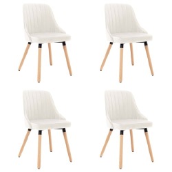 VidaXL Valgomojo kėdės, 4 vnt., kreminės spalvos, aksomas