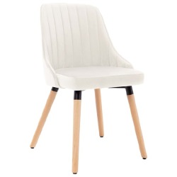 VidaXL Valgomojo kėdės, 4 vnt., kreminės spalvos, aksomas - Kėdės