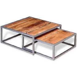 vidaxXL 2 d. Kavos staliukų komplektas, tvirta akacijos mediena - Žurnaliniai (kavos) staliukai
