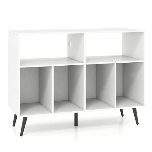 Vinilo plokštelių stovas, 4 lentynos, Balta, 100 × 74,5 × 40 cm