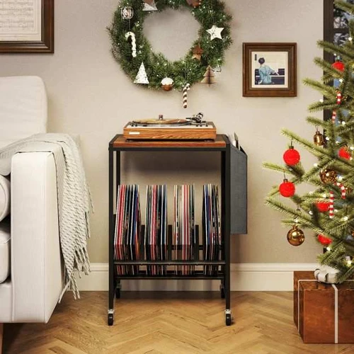 Vinilo plokštelių stovas, su ratukais, 50 × 30 × 64 cm - Lentynos