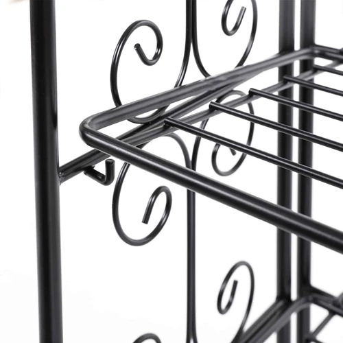 Patvarus juodos spalvos stovas su 4 lentynomis