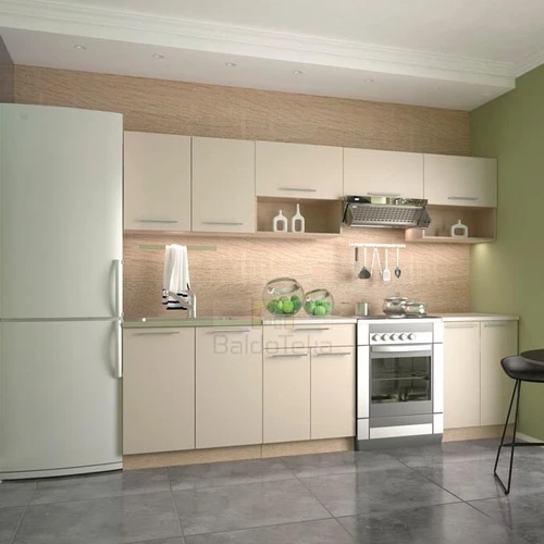 Komplektacija nekeičiama: 260 cm stalas su wanilla matiniu apdailu