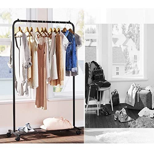 Juoda drabužių kabykla su batu laikikliu