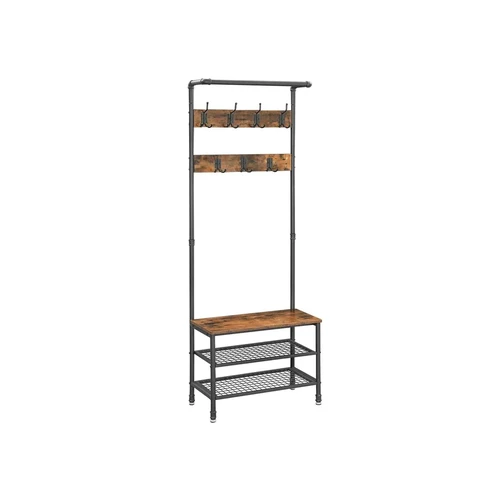 Viršutinių drabužių kabykla ir batų suoliuku HSR37BX, tamsiai rudos spalvos