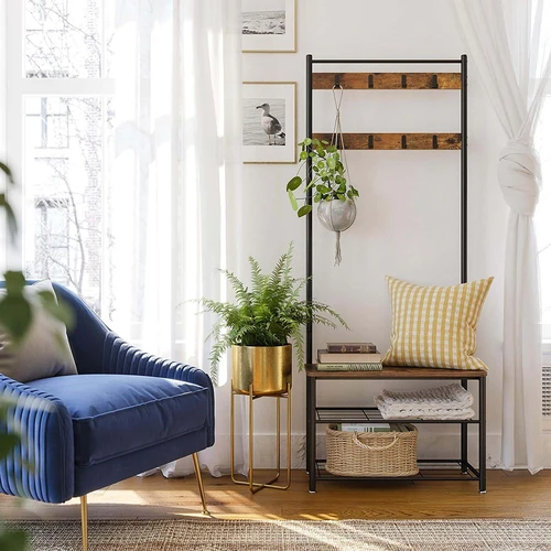 Stilingas vintažinis palto stovas su rankiniu