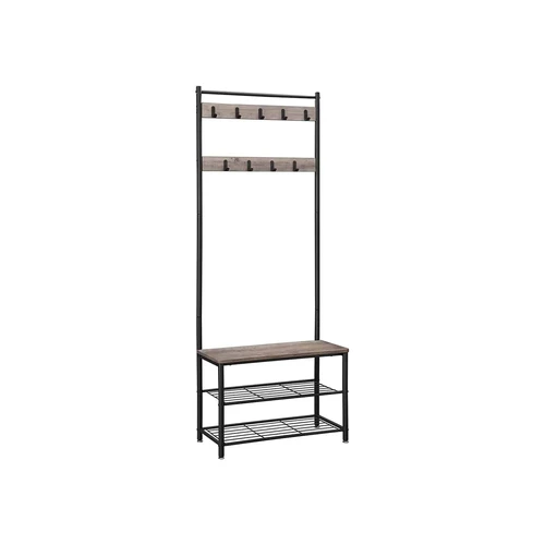 Viršutinių drabužių kabykla ir batų suoliuku HSR41MB, pilkos/juodos spalvos