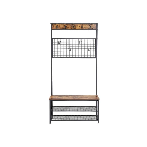 Stilinga ir patogi drabužių kabykla su lentynomis ir kabliukais