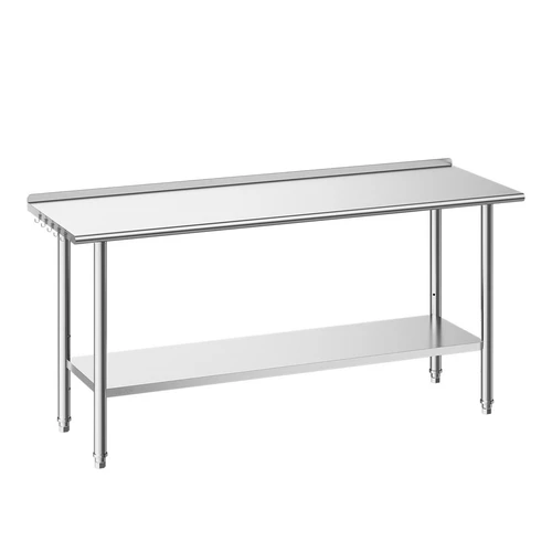 Virtuvės darbo stalas VEVOR YH2-D-72, su nugarine sienele, 182,9 × 89,4 × 61 cm