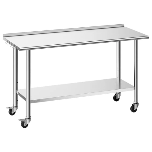 Virtuvės darbo stalas VEVOR YH2-J-D-60, 2 sluoksniai, 152,4 × 61 × 89,4 cm