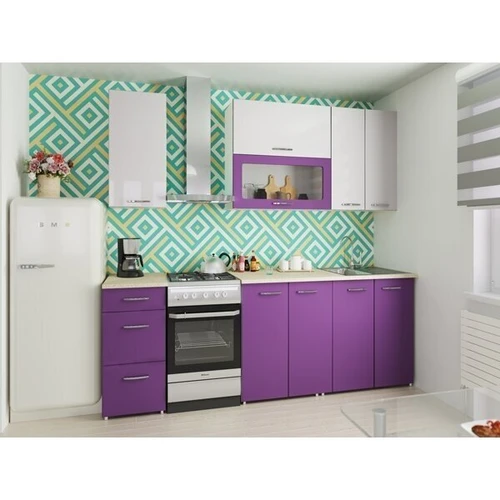 Moderni virtuvė su MDF fasada ir storu stalviršiu