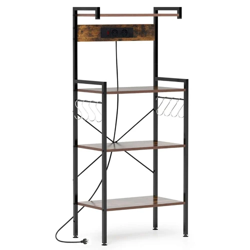 Virtuvės lentyna 59x34x136cm., rudos/juodos spalvos