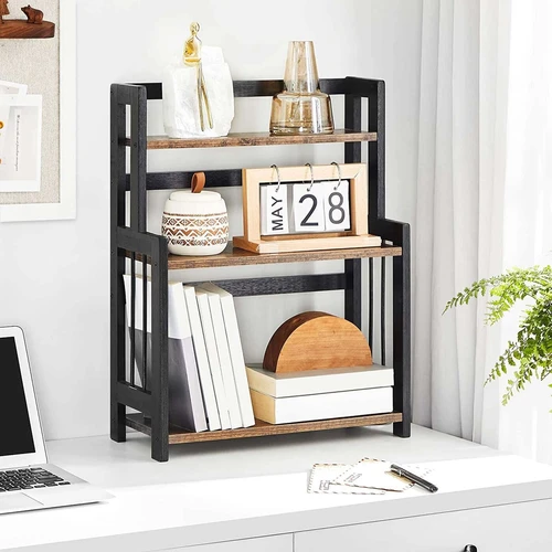 Vintažinės spalvos lentyna su bambuko rėmu