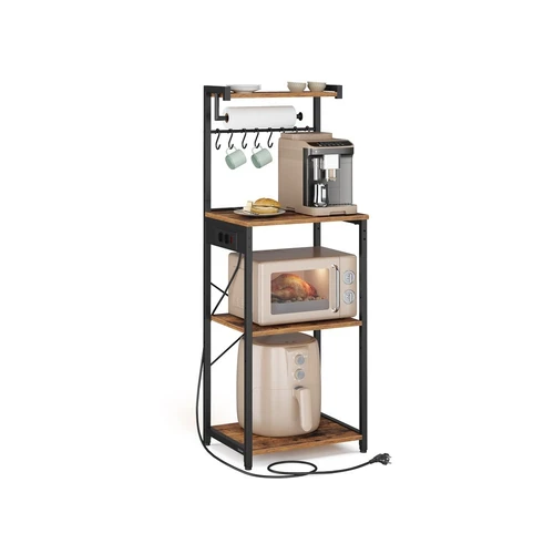 Virtuvės lentyna VASAGLE KKS013KD02, 4 pakopų, ruda/juoda, 45 × 140 × 40 cm