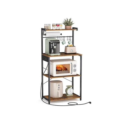 Virtuvės lentyna VASAGLE KKS014K02, 4 pakopų, ruda/juoda, 60 × 140 × 40 cm