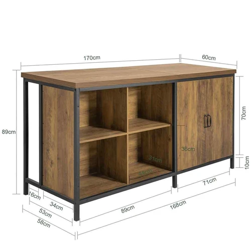 Virtuvės sala 170x60x89cm., rudos/juodos spalvos - Virtuvės spintelės