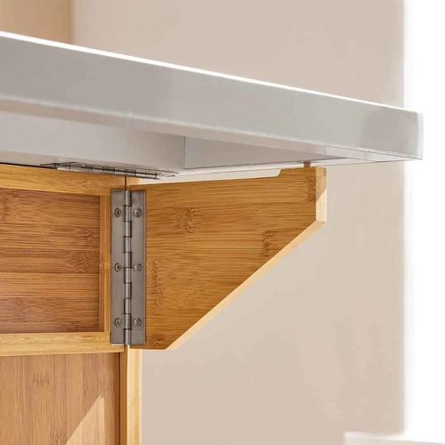 Virtuvės sala ant ratukų 107x92x71cm., šviesiai rudos/sidabrinės spalvos - Virtuvės spintelės