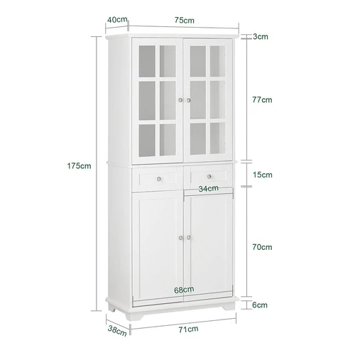 Virtuvės spintelė 75x40x175cm., baltos/sidabrinės spalvos - Virtuvės spintelės