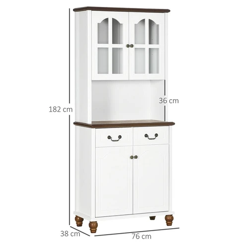 Virtuvės spintelė Homcom 76x38x182cm., baltos/rudos spalvos - Virtuvės spintelės