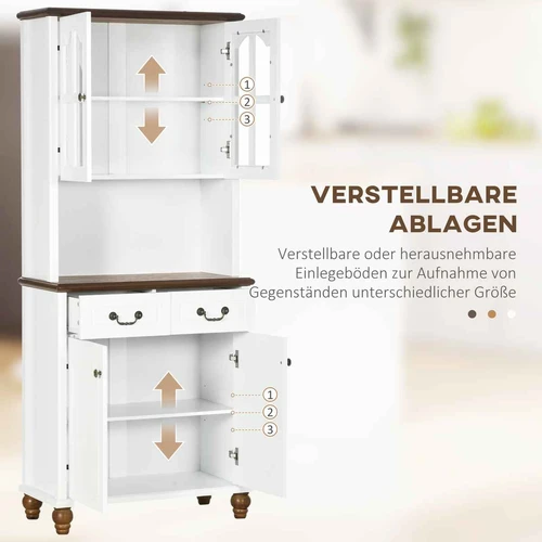 Virtuvės spintelė Homcom 76x38x182cm., baltos/rudos spalvos - Virtuvės spintelės