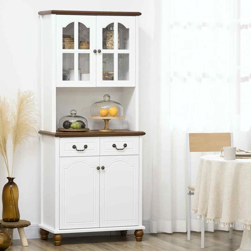 Virtuvės spintelė Homcom 76x38x182cm., baltos/rudos spalvos - Virtuvės spintelės