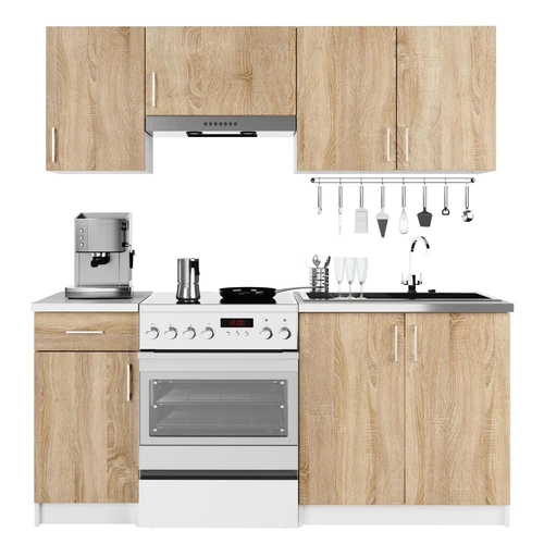 Virtuvės spintelių komplektas NORE LIMA, baltos/ąžuolo spalvos