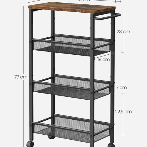 Virtuvės vežimėlis 22x45,4x77cm., juodos/rudos spalvos - Stalai