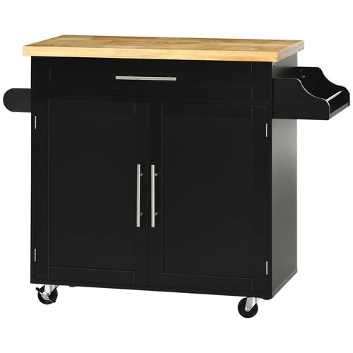 Virtuvės vežimėlis Homcom 109x40x89cm., juodos/šviesiai rudos spalvos