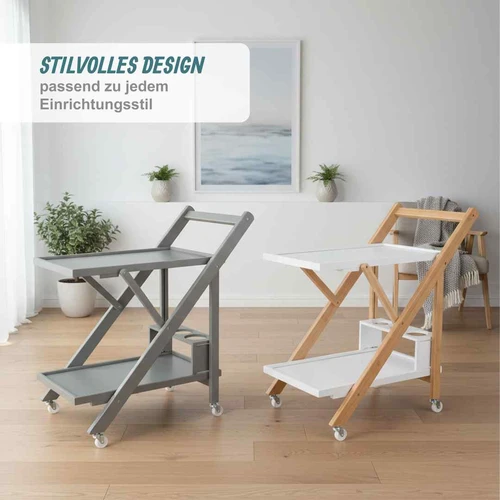 Virtuvės vežimėlis Relaxdays, 2 lentynos, 44 × 70 × 39,5 cm - Vežimėliai, lentynos, priedai
