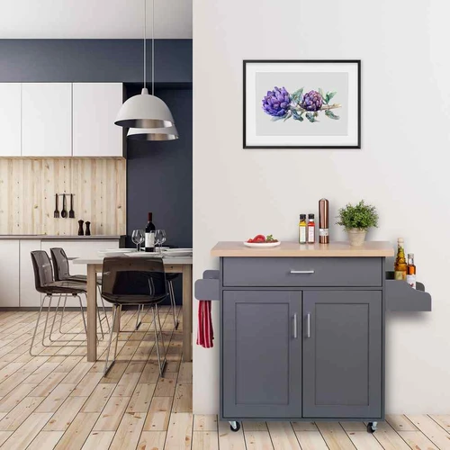 Virtuvės vežimėlis Relaxdays, 2 spintelės, 1 stalčius, 114,5 × 90 × 39,5 cm - Virtuvės spintelės