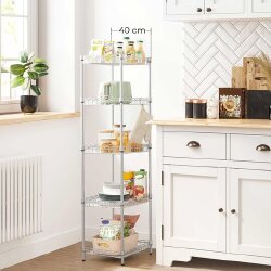 Virtuvinė lentyna su 5 reguliuojamomis lentynomis LGR105E01 - Vežimėliai, lentynos, priedai