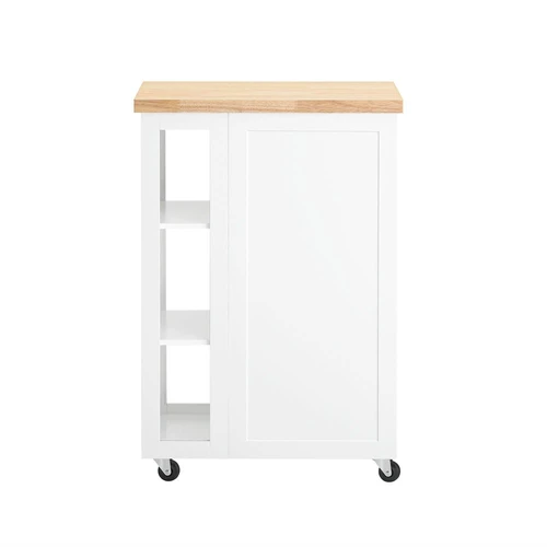 Virtuvinė spinta ant ratų 60x40x90cm., baltos/šviesiai rudos spalvos - Virtuvės spintelės