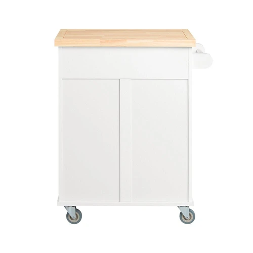 Virtuvinė spinta ant ratų 74,5x45,5x91cm., baltos/šviesiai rudos spalvos - Virtuvės spintelės