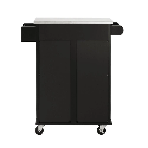 Virtuvinė spinta ant ratų 80x90x46cm., juodos/sidabrinės spalvos - Virtuvės spintelės
