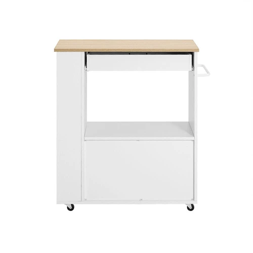 Virtuvinė spinta ant ratų 82x46x88cm., baltos/šviesiai rudos spalvos - Virtuvės spintelės