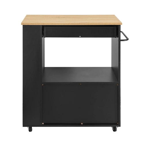Virtuvinė spinta ant ratų 82x46x88cm., juodos/šviesiai rudos spalvos - Virtuvės spintelės