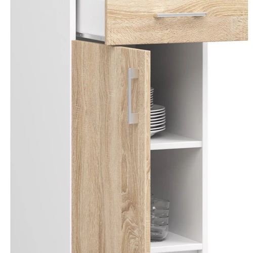 Moderni spintelė su baltu ir sonomos ąžuolo deriniu