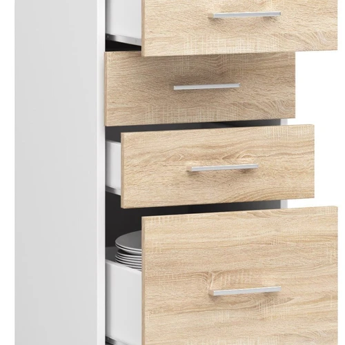 Balta virtuvės spintelė su sonomos ąžuolo fasadu