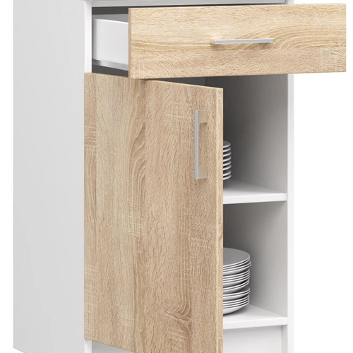 Moderni spintelė su sonomos ąžuolu ir baltu korpusu