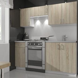 Virtuvinė spintelė NORE Lima S80 su 3-iais stalčiais, baltos/ąžuolo spalvos - Virtuvės spintelės