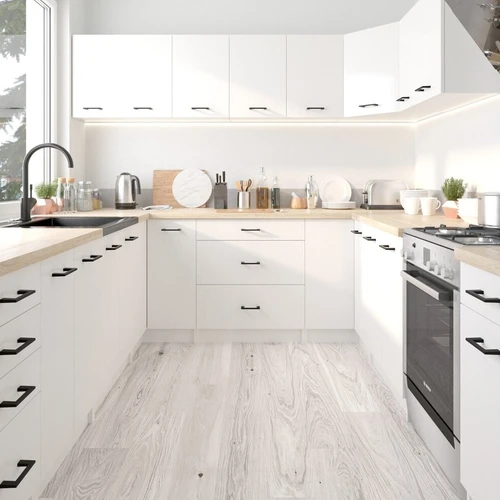 Balta orkaitės spintelė su papildomis durelėmis