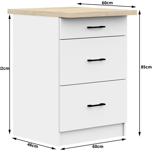 Virtuvės spintelė su laminuotu stalviršiu ir erdviais stalčiais