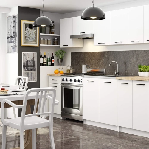 Universali virtuvės spintelė su juodom rankenom