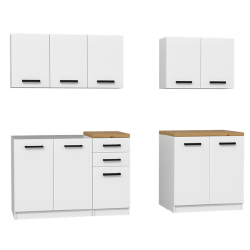 Virtuvinių spintelių komplektas Set 200, baltas/ąžuolo spalvos