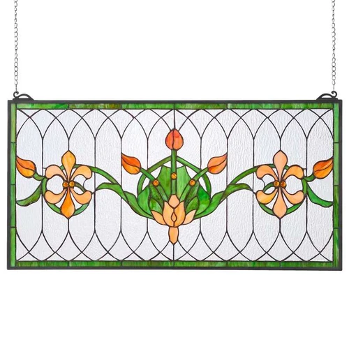 Vitražo lango plokštė, 810x433 mm, tiffany stiliaus, pakabinama