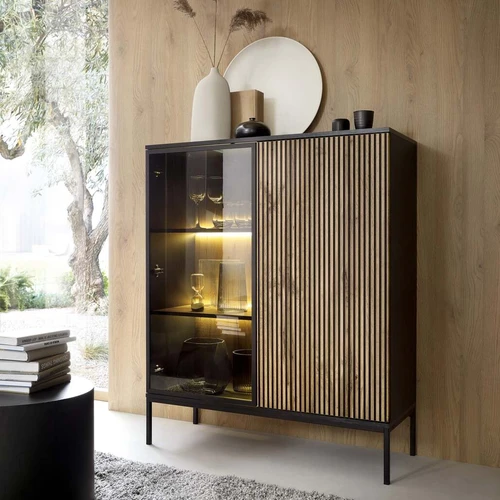 MDF, plieno ir stiklo kombinacija su ABS briaunomis