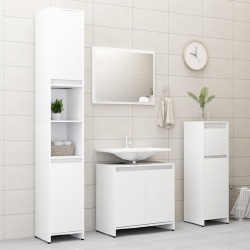Vonios kambario baldų komplektas, 3 dalys, baltos spalvos, MDP - Vonios baldų komplektai
