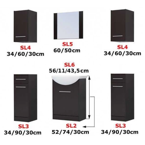 Praustuvo spintelė juoda/ąžuolo laminatu