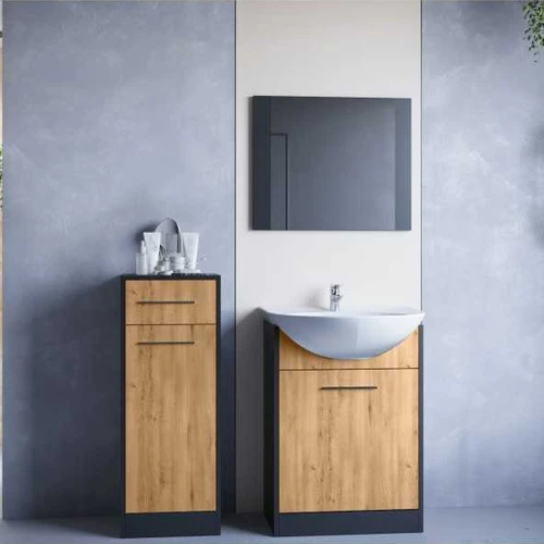 Vonios komplektas NICO MINI juodas / ąžuolinis laminatas