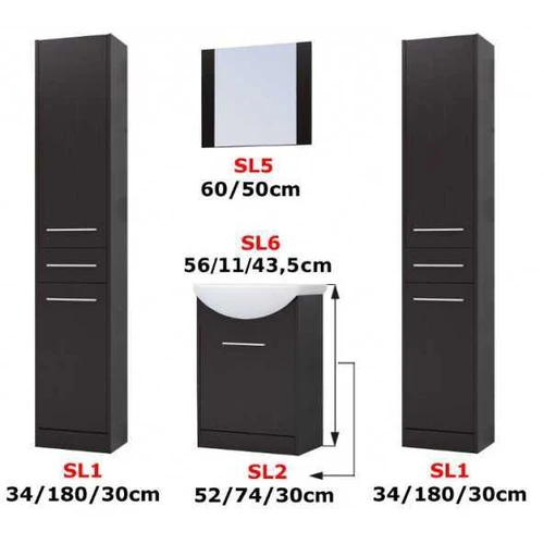 Juodi ir Artisan Oak spalvų baldai